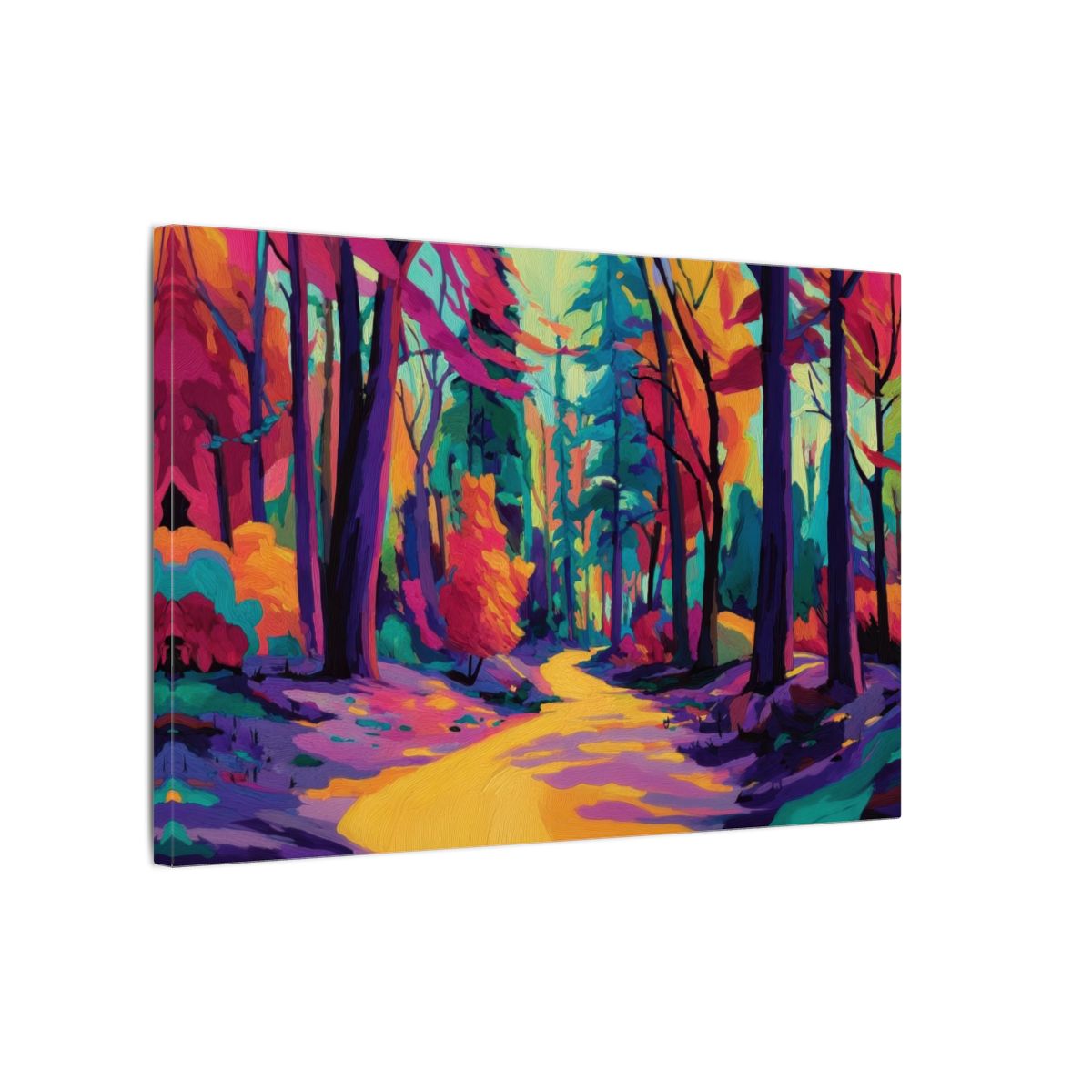 Colorful Forest Path Canvas Art – gallery wrapped canvas, side view