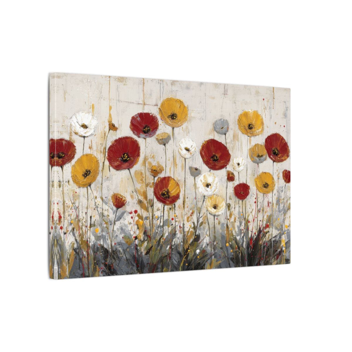 Contemporary Floral Canvas Art – gallery wrapped canvas, side view