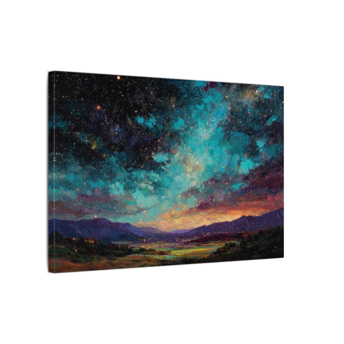 Cosmic Starry Night Canvas Wall Art – gallery wrapped canvas, side view