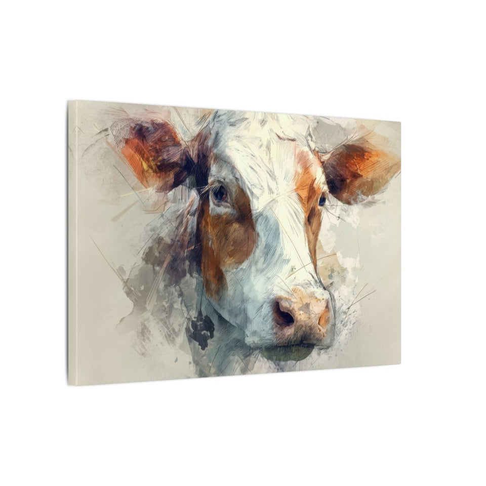 Cow Portrait Canvas Wall Art – gallery wrapped canvas, side view