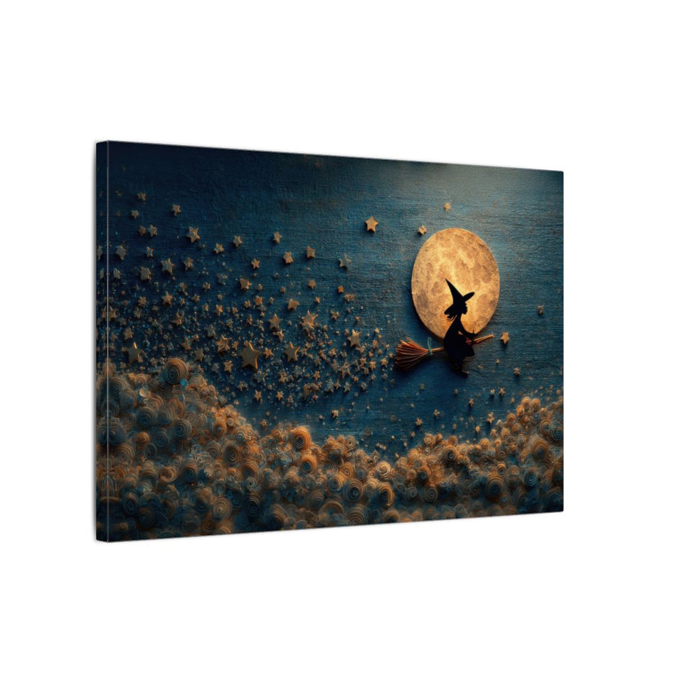 Cute Witch Canvas Wall Art – gallery wrapped canvas, side view