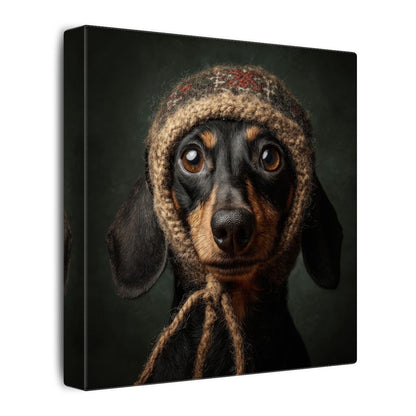 Dachshund German Hat Canvas Print – gallery wrapped canvas, side view