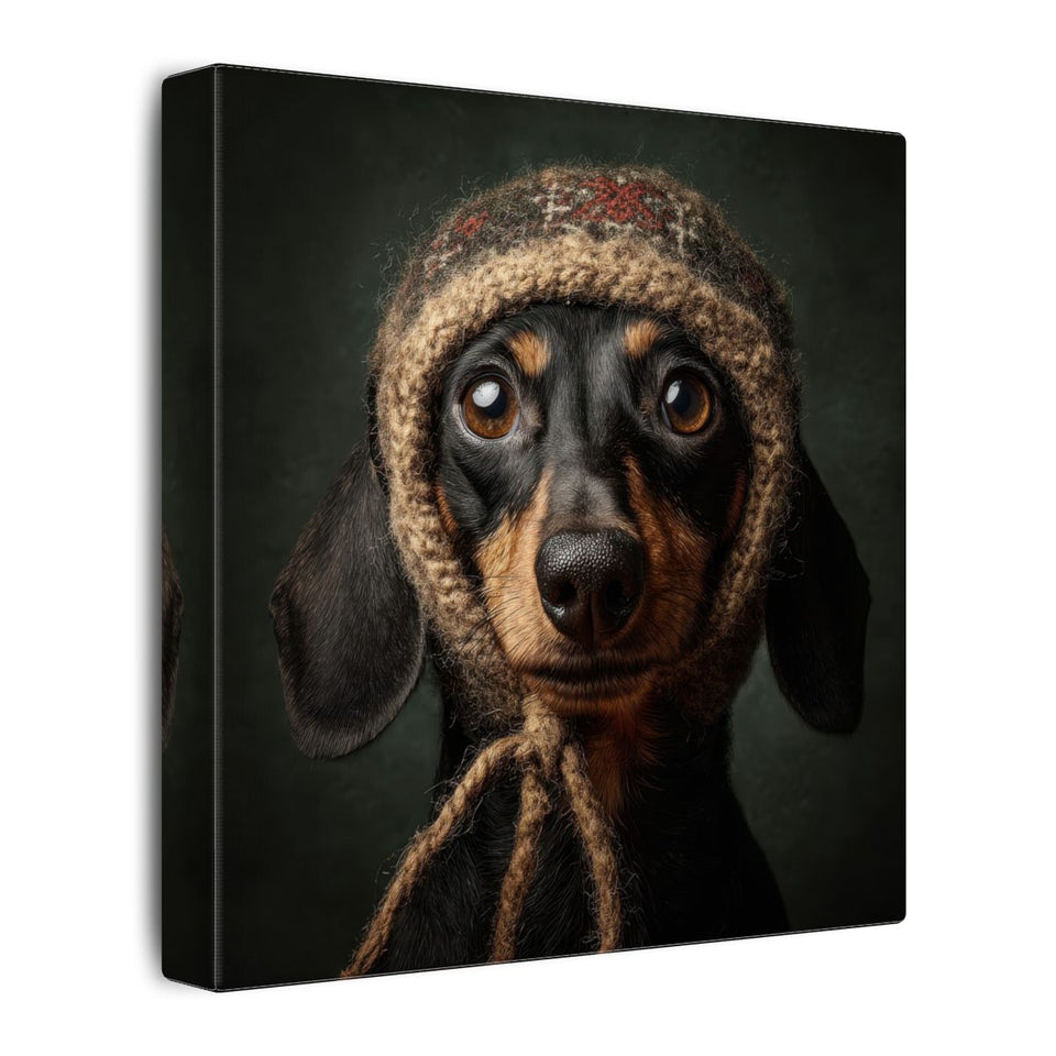 Dachshund German Hat Canvas Print – gallery wrapped canvas, side view