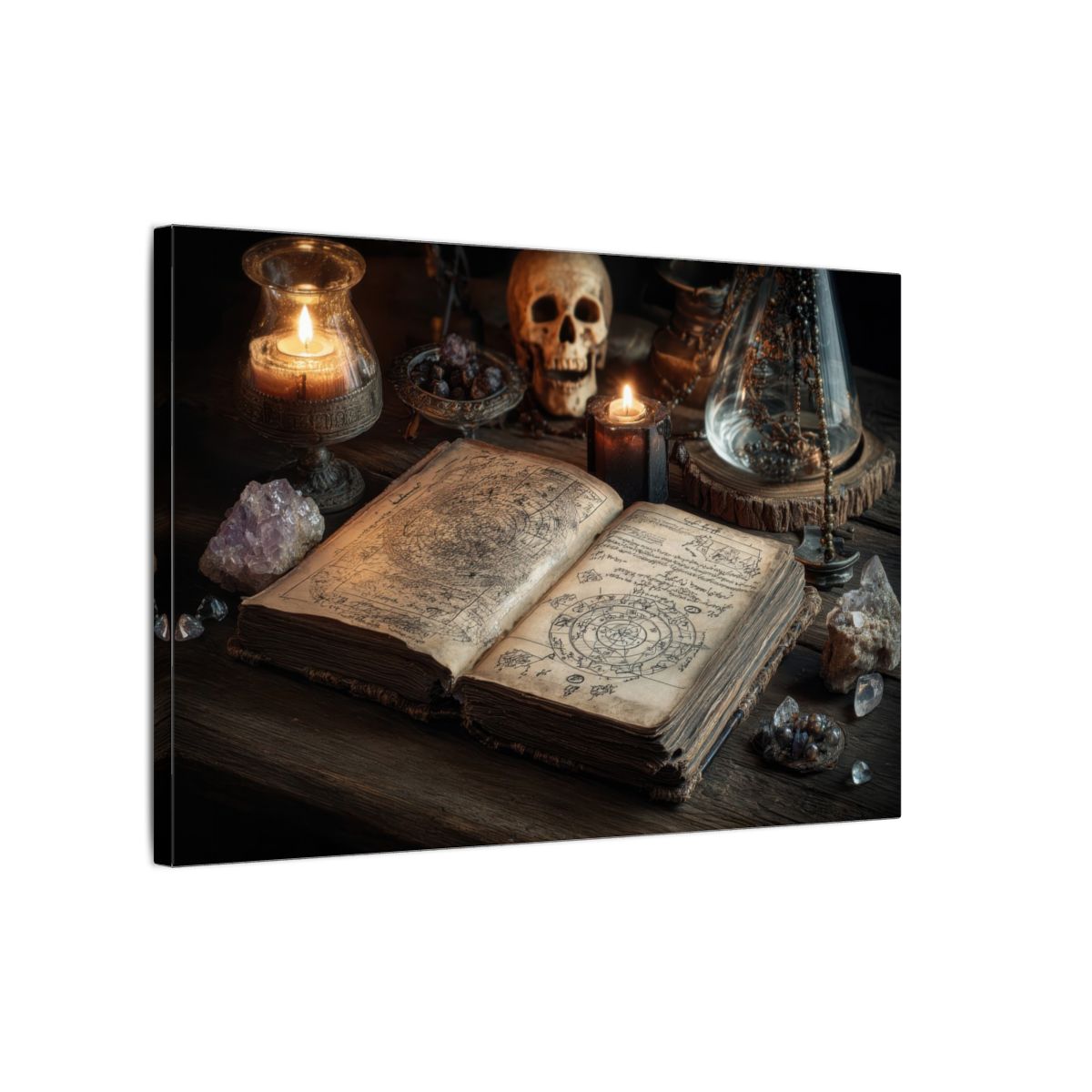 Dark Academia Spellbook Canvas Print – gallery wrapped canvas, side view