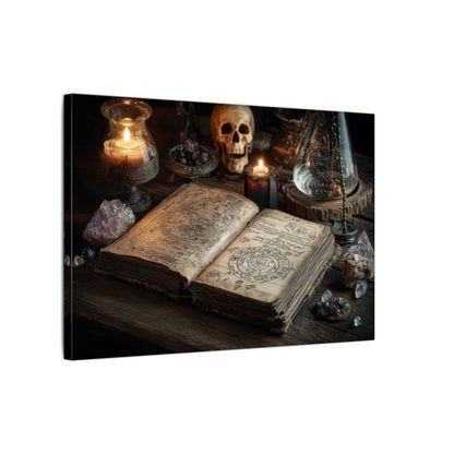 Dark Academia Spellbook Canvas Print – gallery wrapped canvas, side view