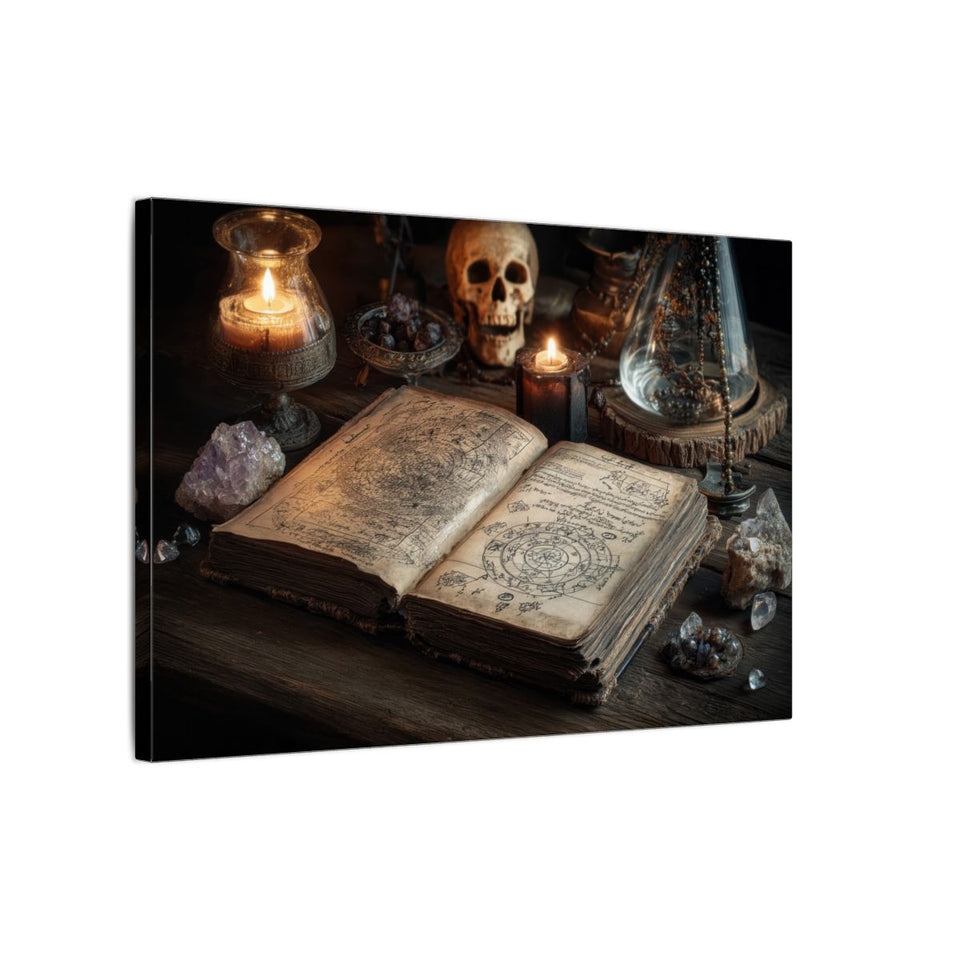 Dark Academia Spellbook Canvas Print – gallery wrapped canvas, side view