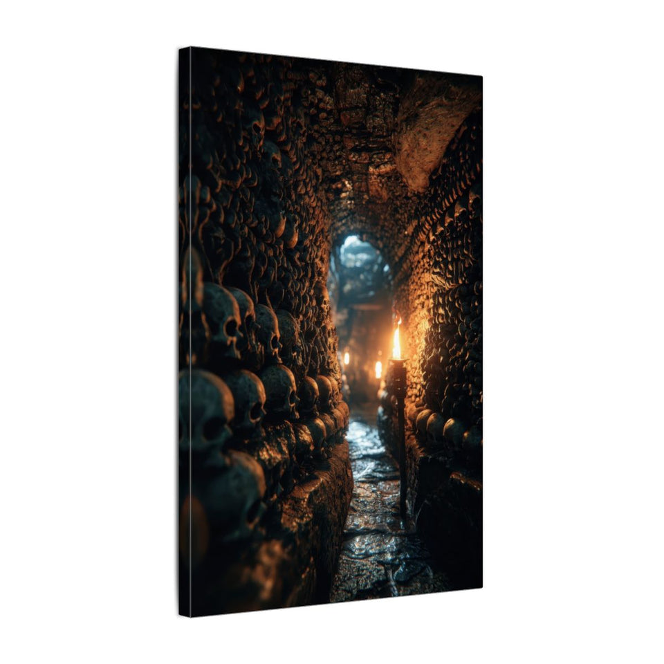 Dark Catacomb Canvas Wall Art – gallery wrapped canvas, side view