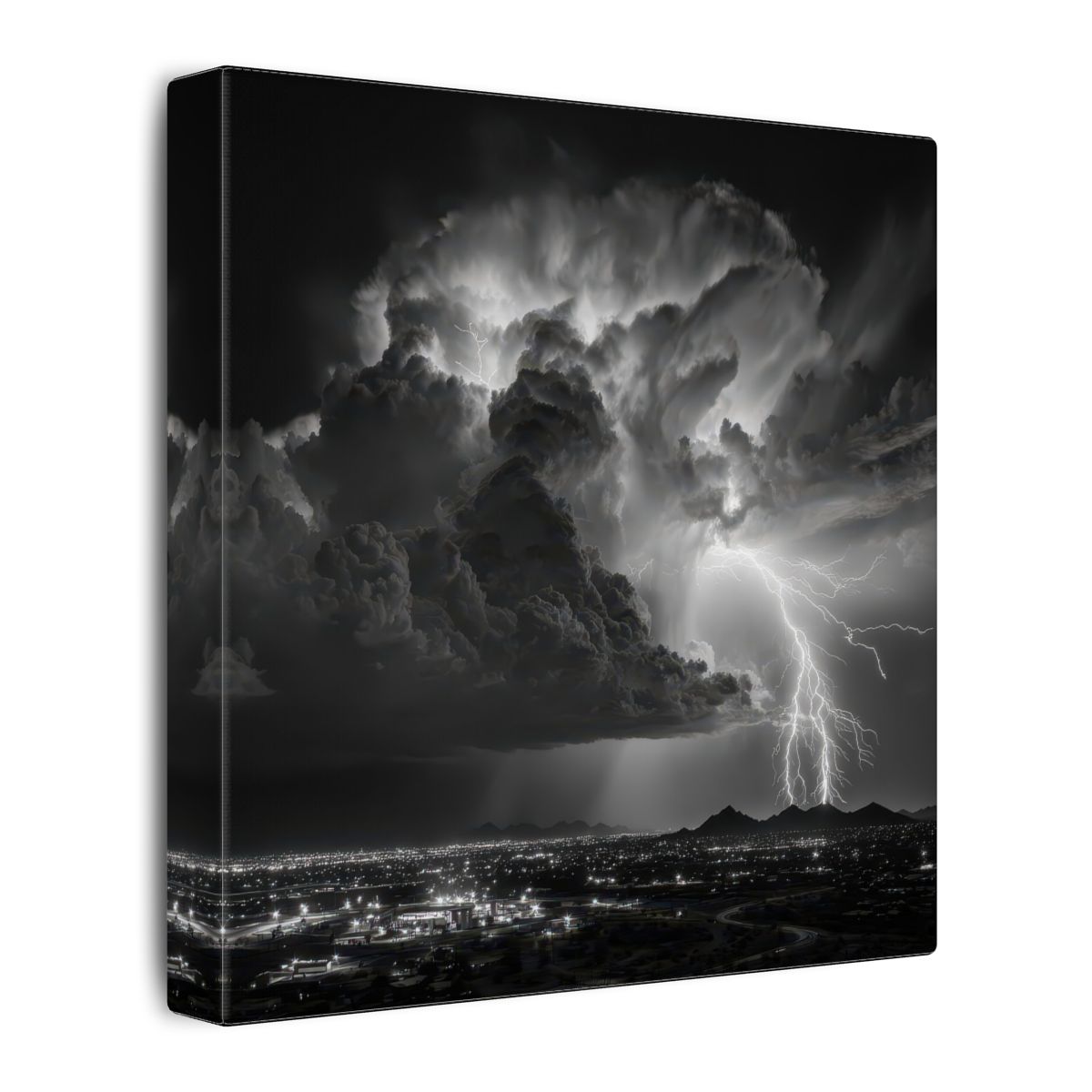 Desert Lightning Storm Canvas Print – gallery wrapped canvas, side view