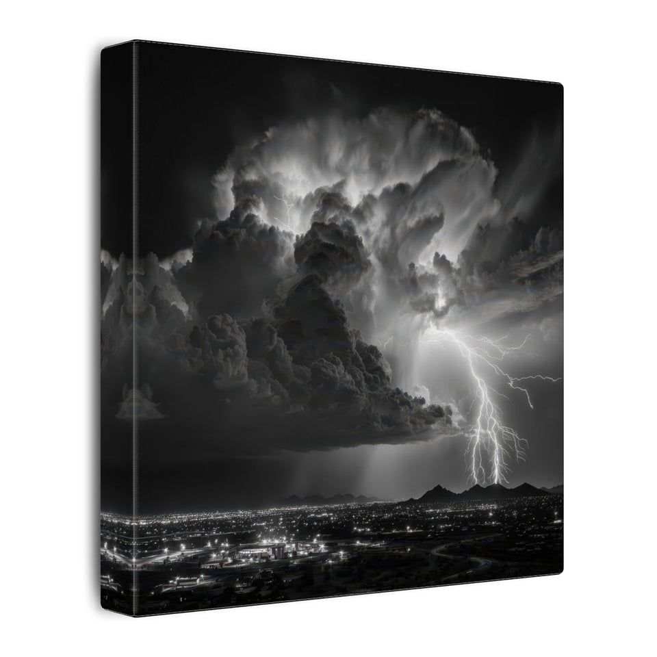 Desert Lightning Storm Canvas Print – gallery wrapped canvas, side view