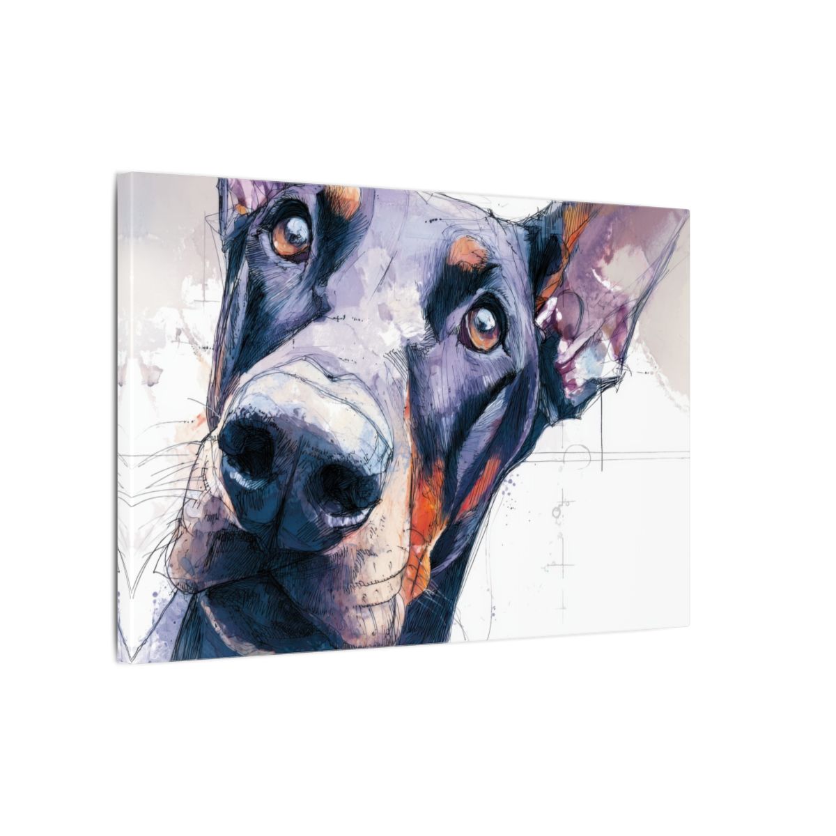 Dobermann Dog Portrait Canvas Art – gallery wrapped canvas, side view
