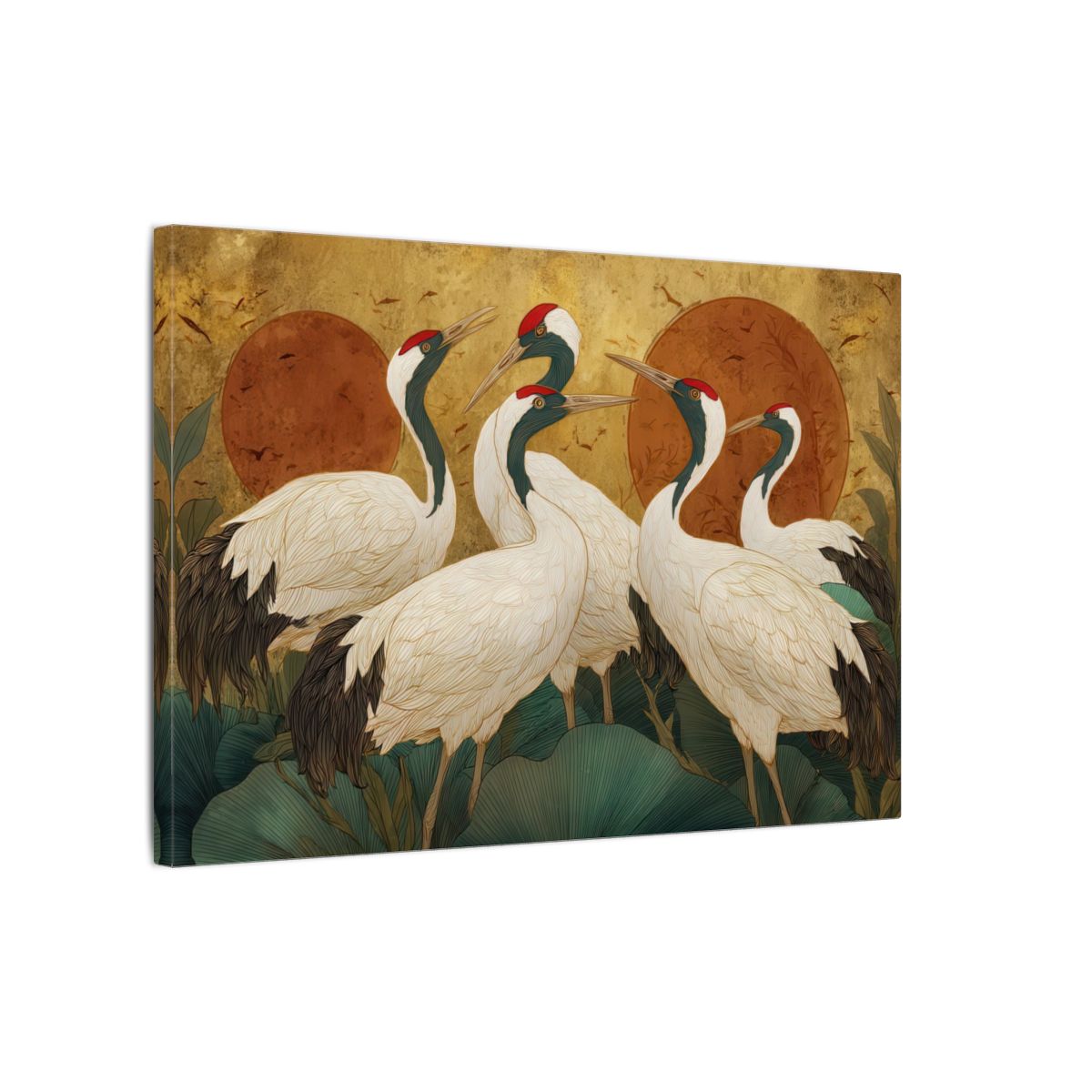 Elegant Crane Art Print – gallery wrapped canvas, side view