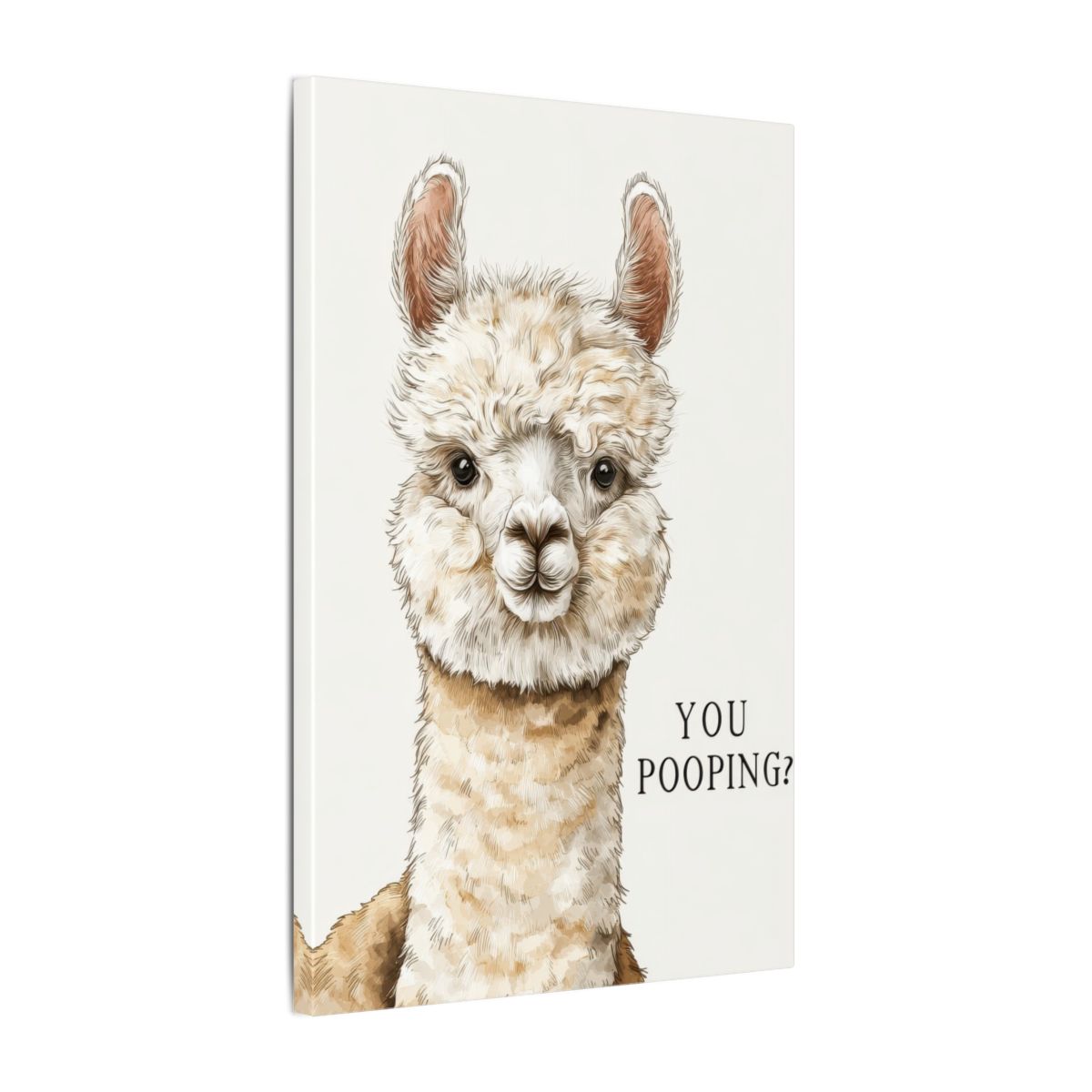 Funny Alpaca Wall Art – gallery wrapped canvas, side view