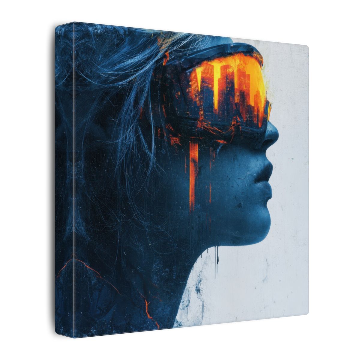 Futuristic Woman Portrait Canvas – gallery wrapped canvas, side view