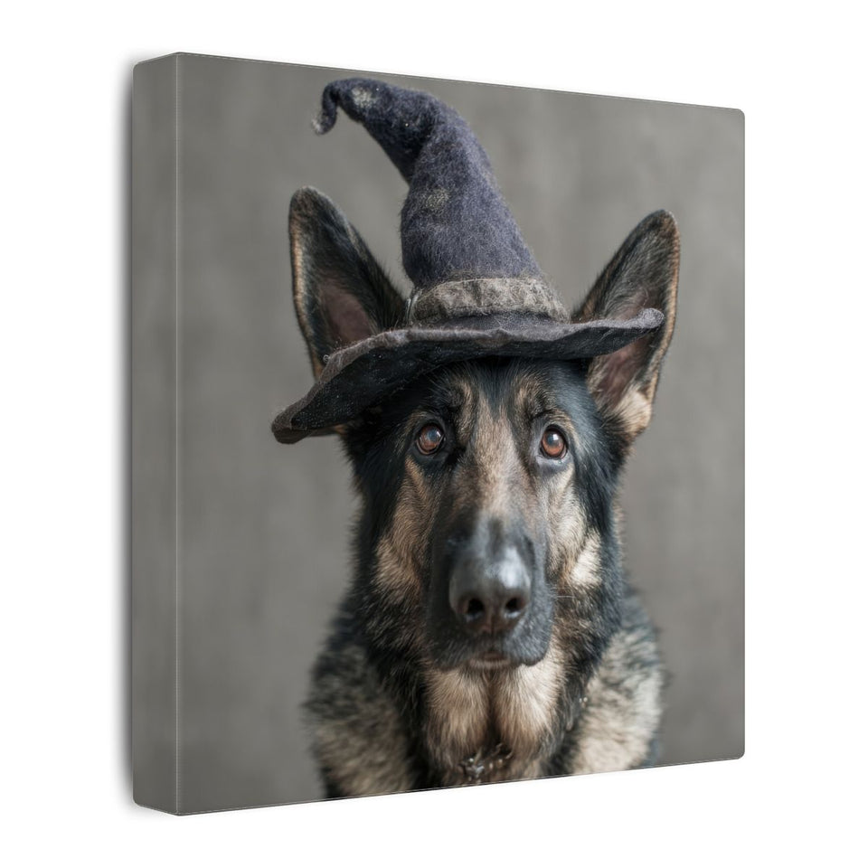 German Shepherd Dog Wizard Hat Canvas Wall Art Print – gallery wrapped canvas, side view