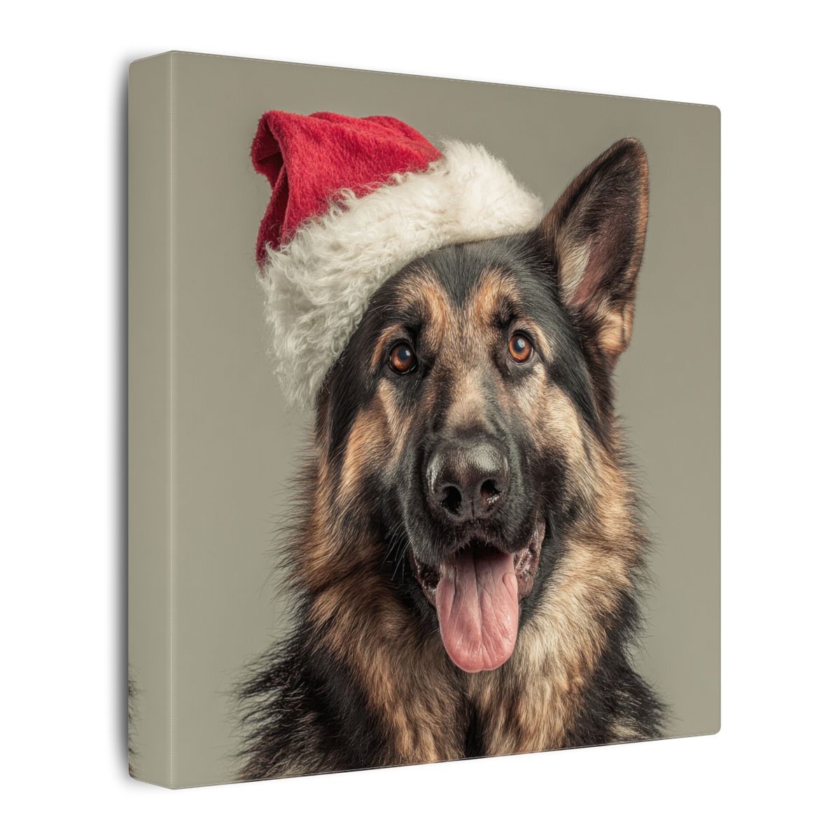 German Shepherd Santa Hat Canvas Print – gallery wrapped canvas, side view