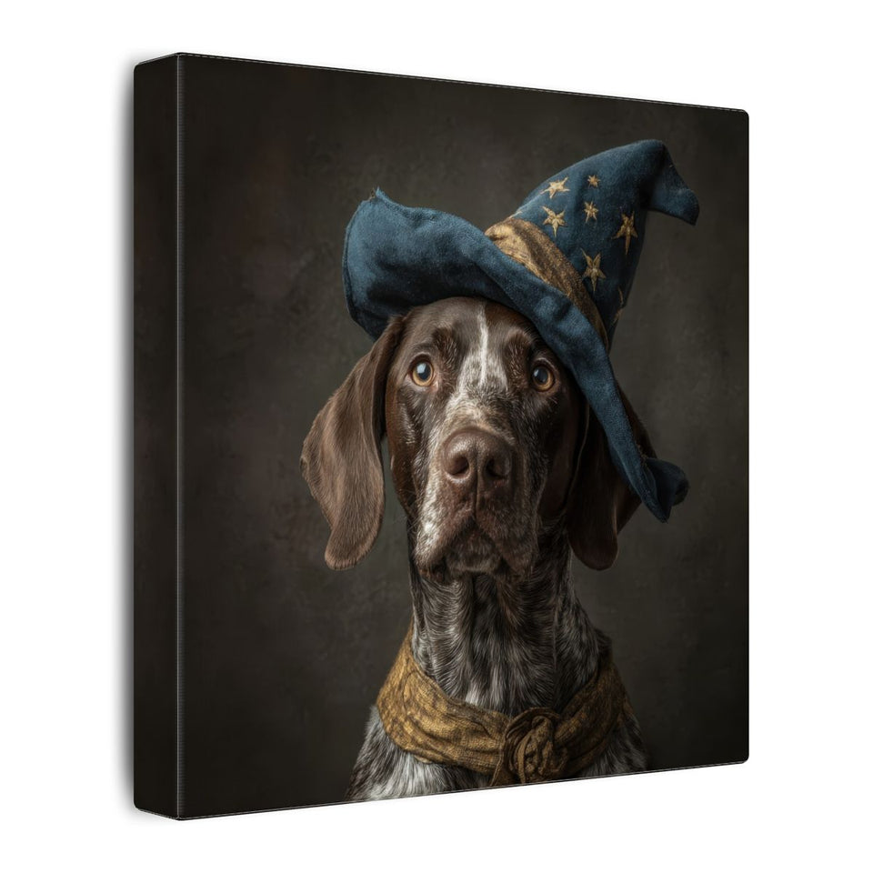 German Shorthaired Pointer Wizard Hat Canvas Wall Art Print – gallery wrapped canvas, side view