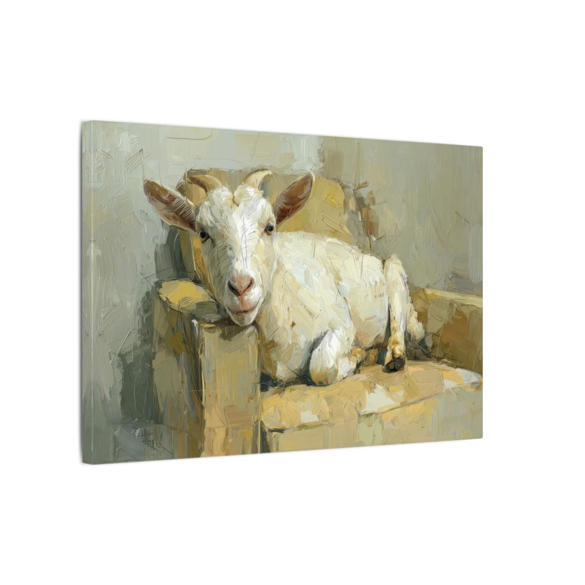 Goat Canvas Wall Art – gallery wrapped canvas, side view