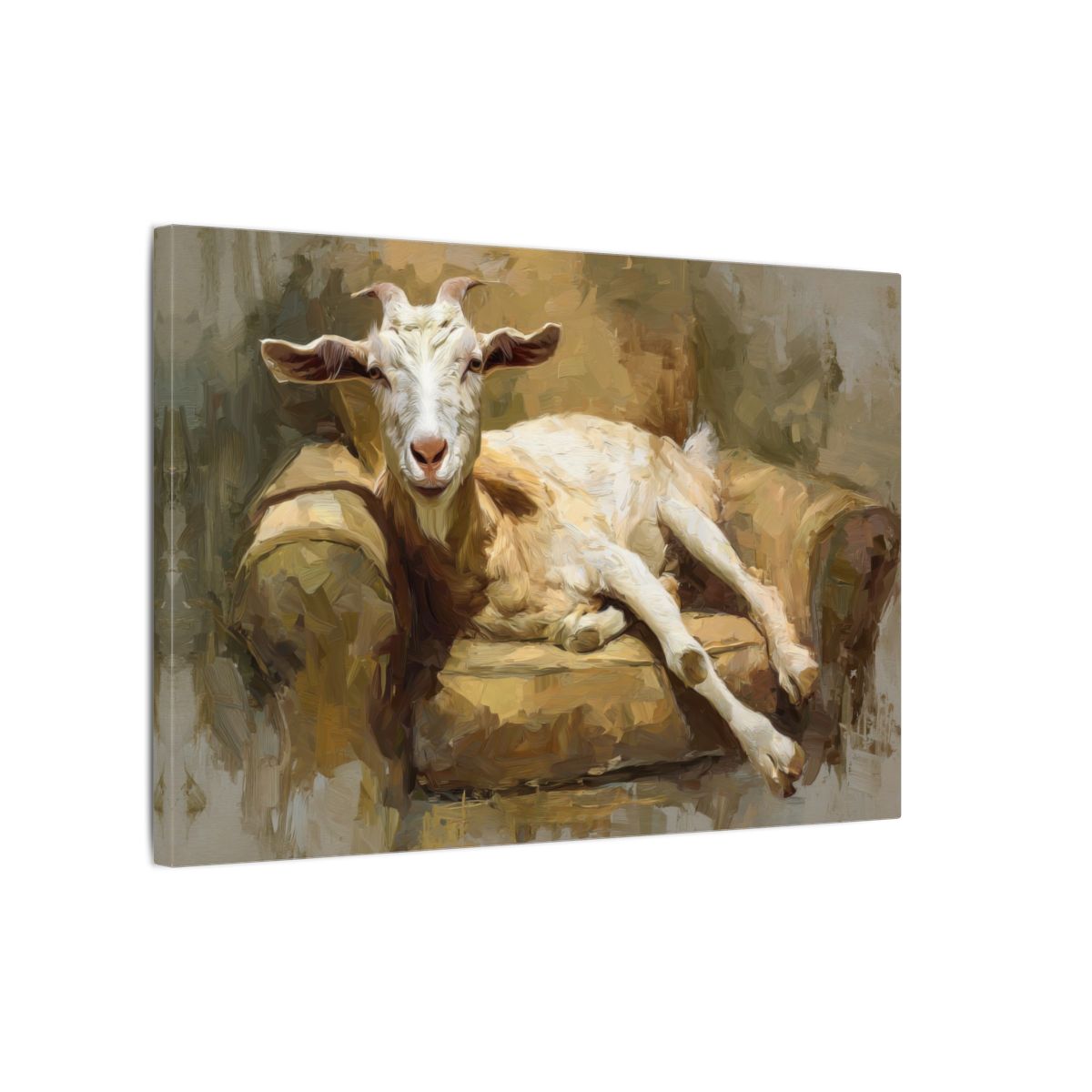 Goat Canvas Wall Art – gallery wrapped canvas, side view