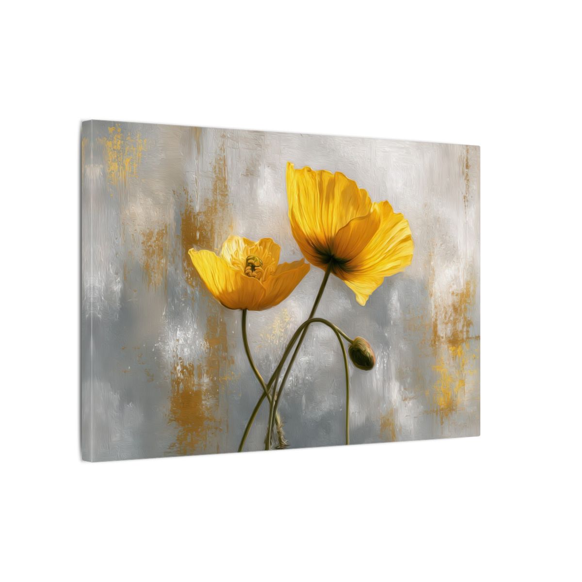 Golden Poppy Flowers Canvas Print – gallery wrapped canvas, side view