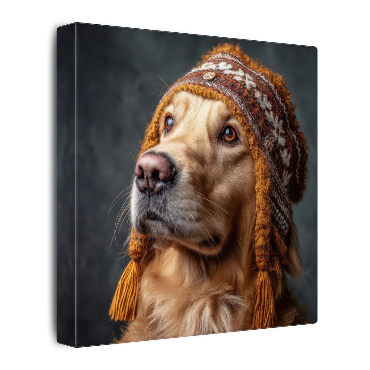 Golden Retriever German Hat Canvas Print – gallery wrapped canvas, side view