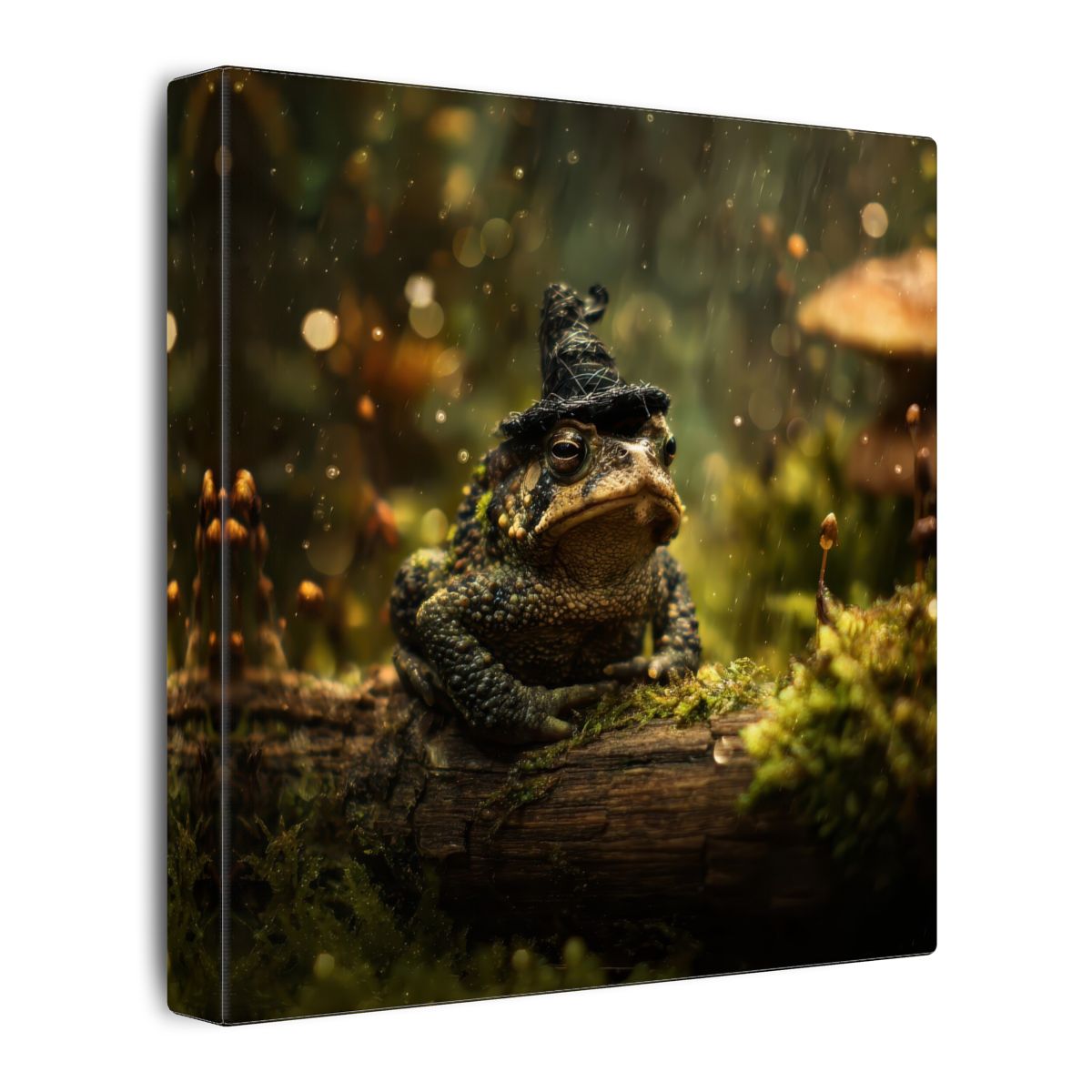 Grumpy Toad Witch Hat Canvas Print – gallery wrapped canvas, side view