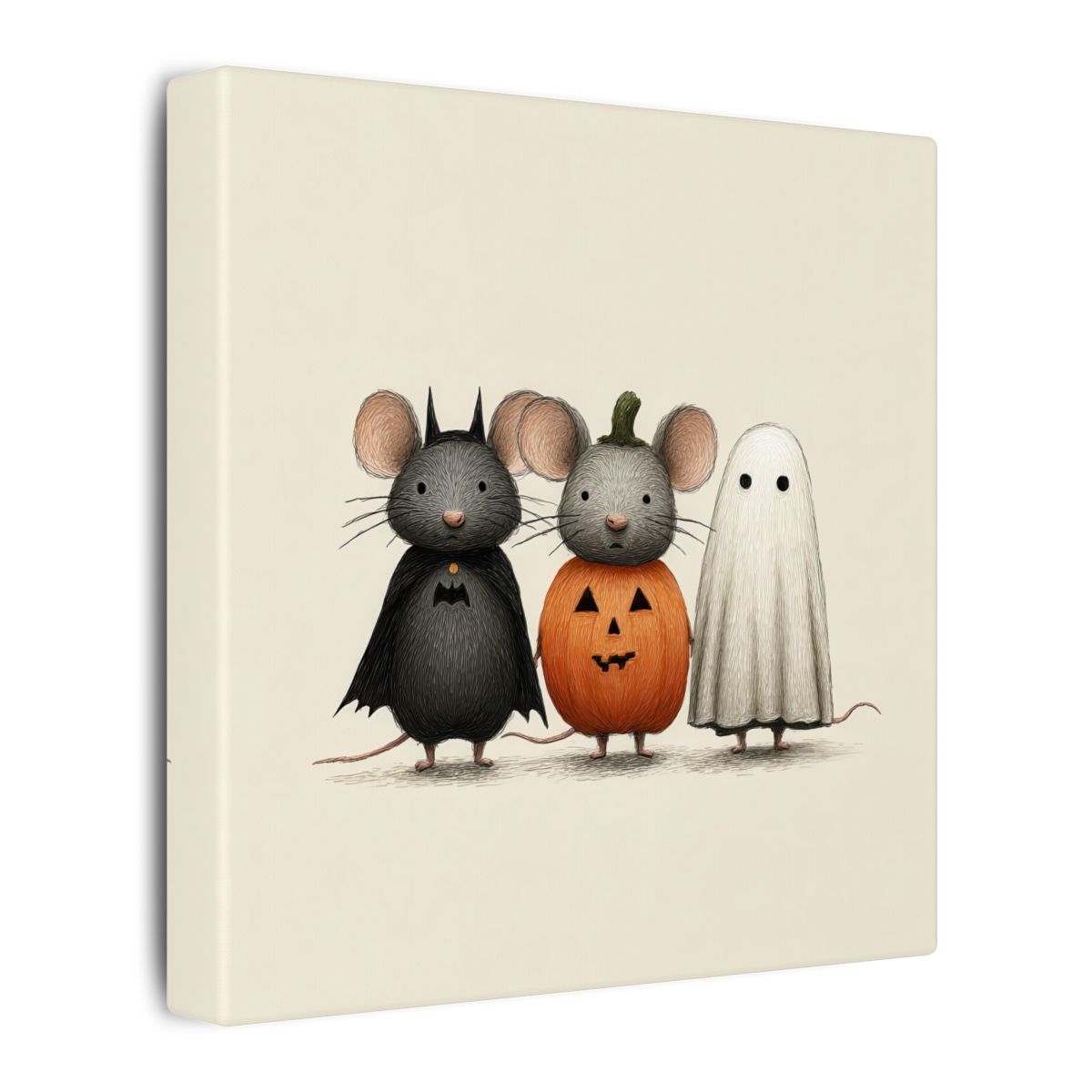 Halloween Mice Wall Art – gallery wrapped canvas, side view