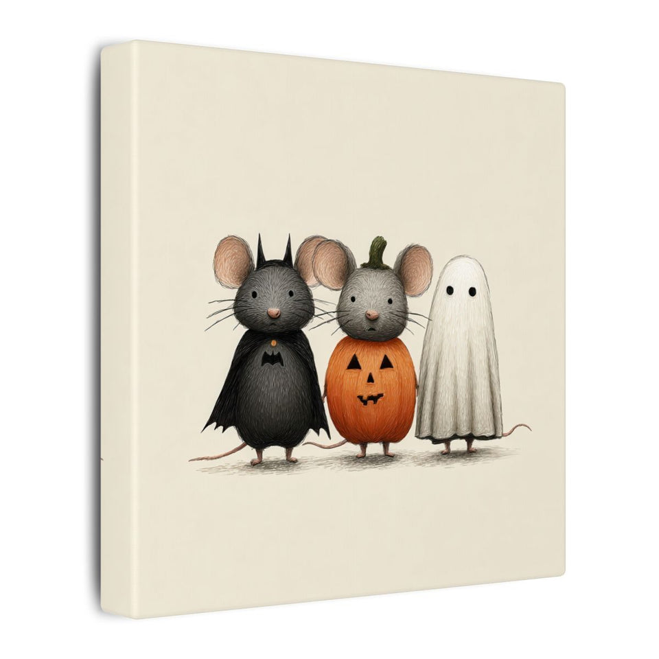Halloween Mice Wall Art – gallery wrapped canvas, side view