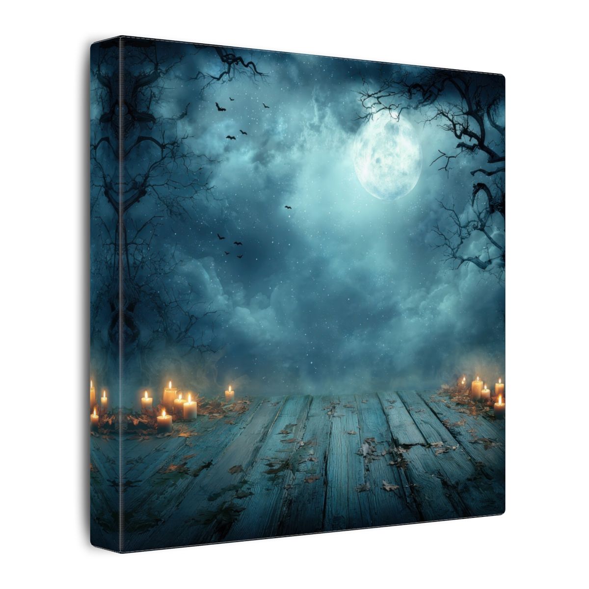 Halloween Moon Canvas Wall Art – gallery wrapped canvas, side view