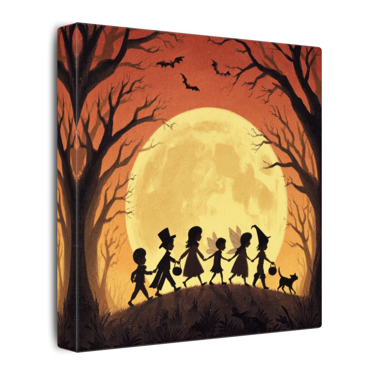 Halloween Trick or Treat Canvas Wall Art – gallery wrapped canvas, side view