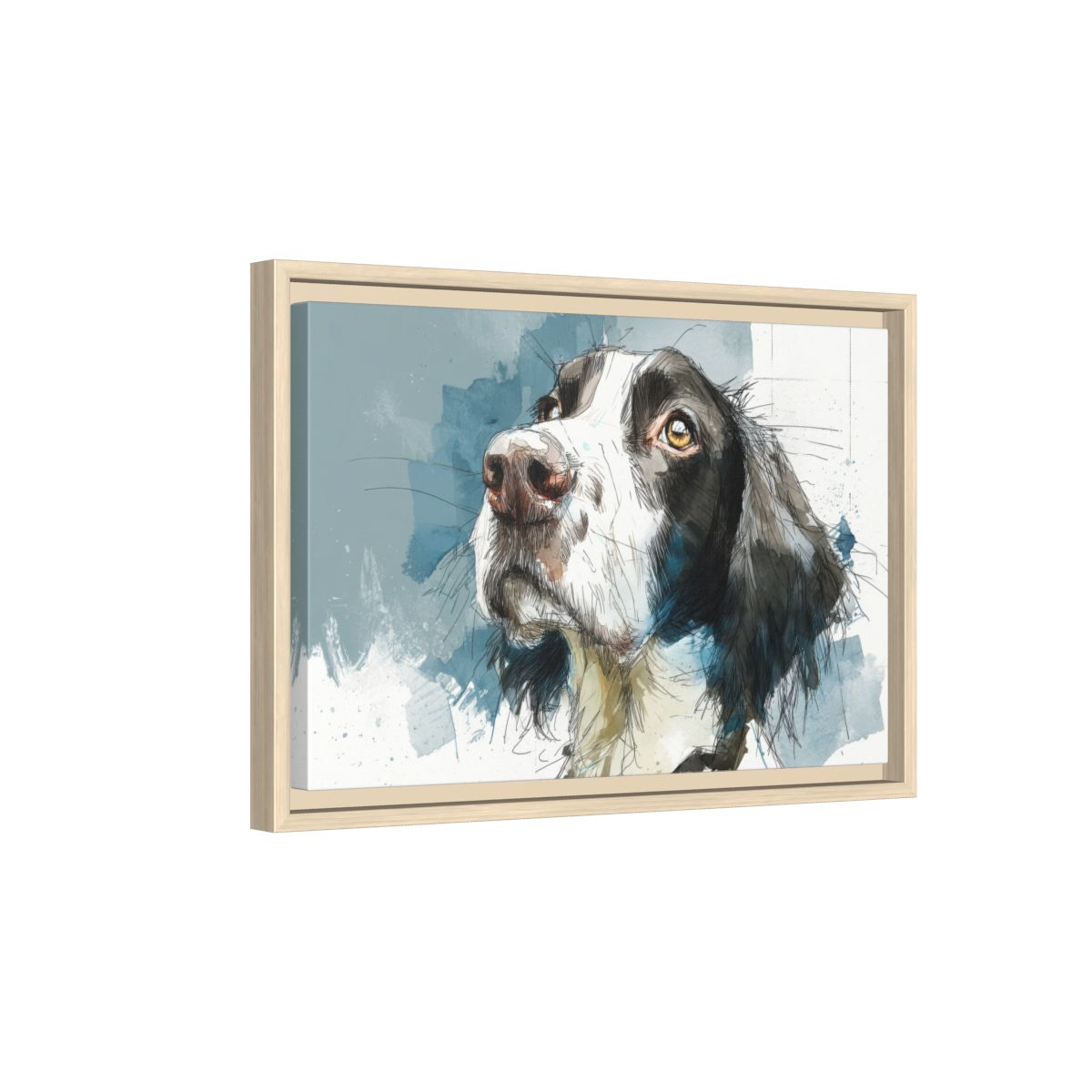 English Springer Spaniel Canvas Wall Art – natural wood framed canvas