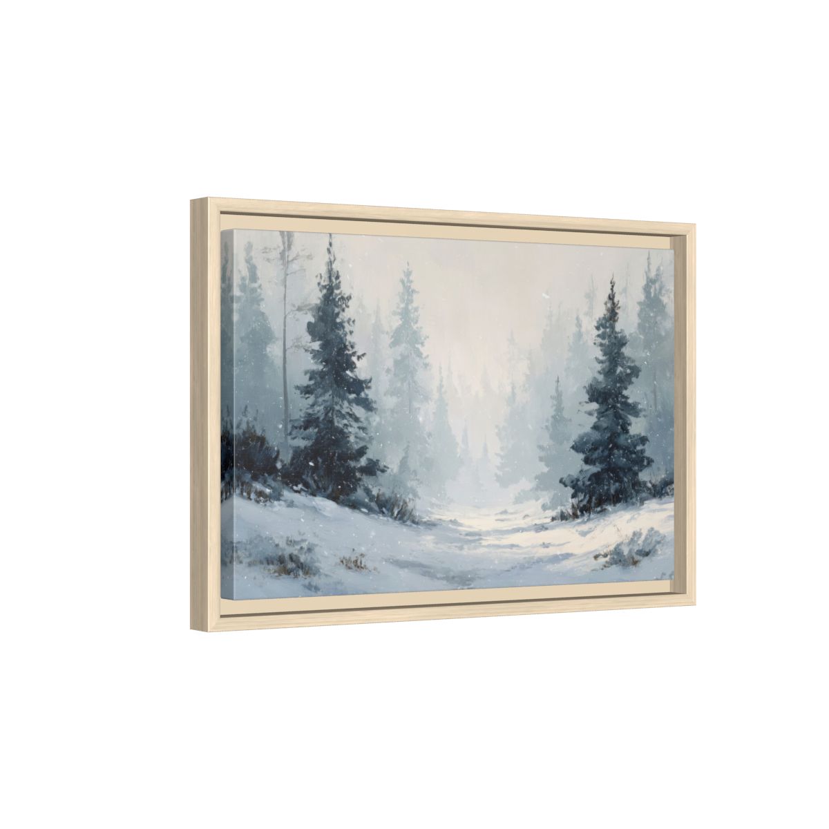 Winter Forest Canvas Print – natural wood framed canvas