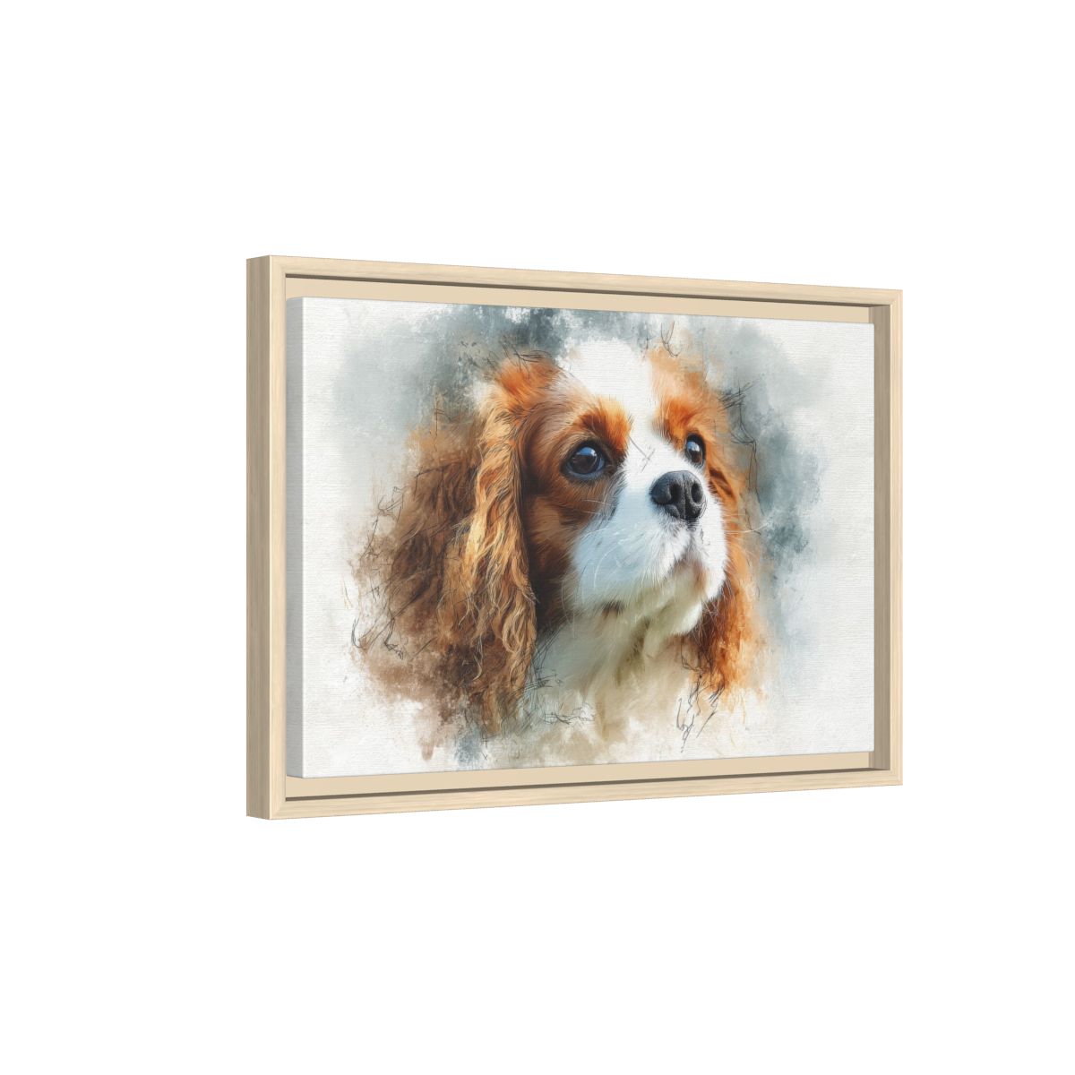 Cavalier King Charles Spaniel Canvas – natural wood framed canvas