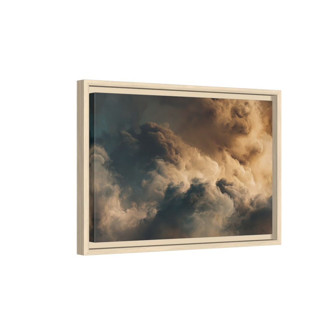 Abstract Cloud Wall Art – natural wood framed canvas