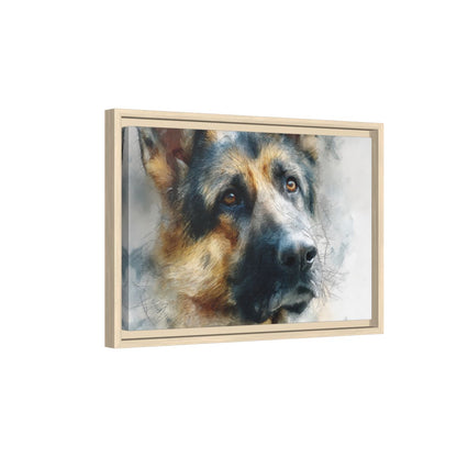 German Shepherd Canvas Wall Art – natural wood framed canvas
