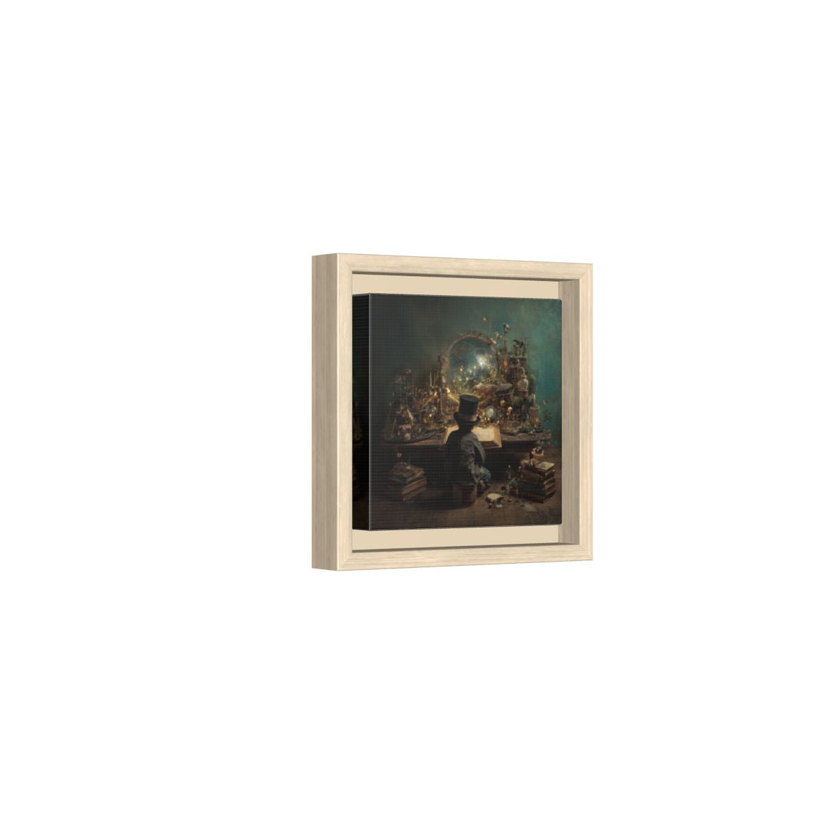 Victorian Scholar Study Canvas Print – natural wood framed canvas
