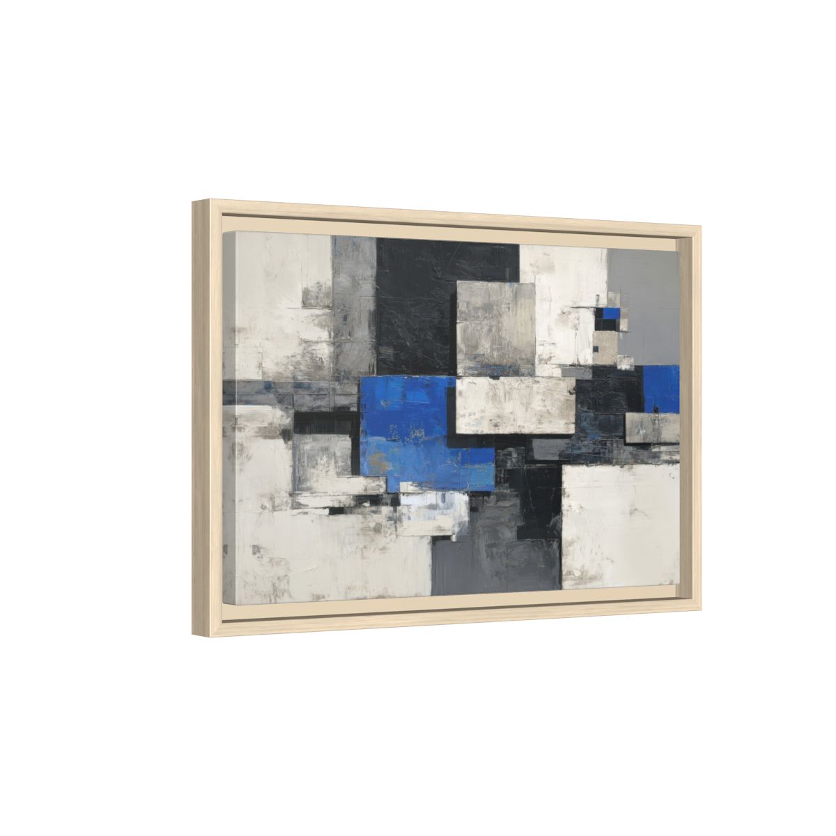 Modern Abstract Wall Art – natural wood framed canvas