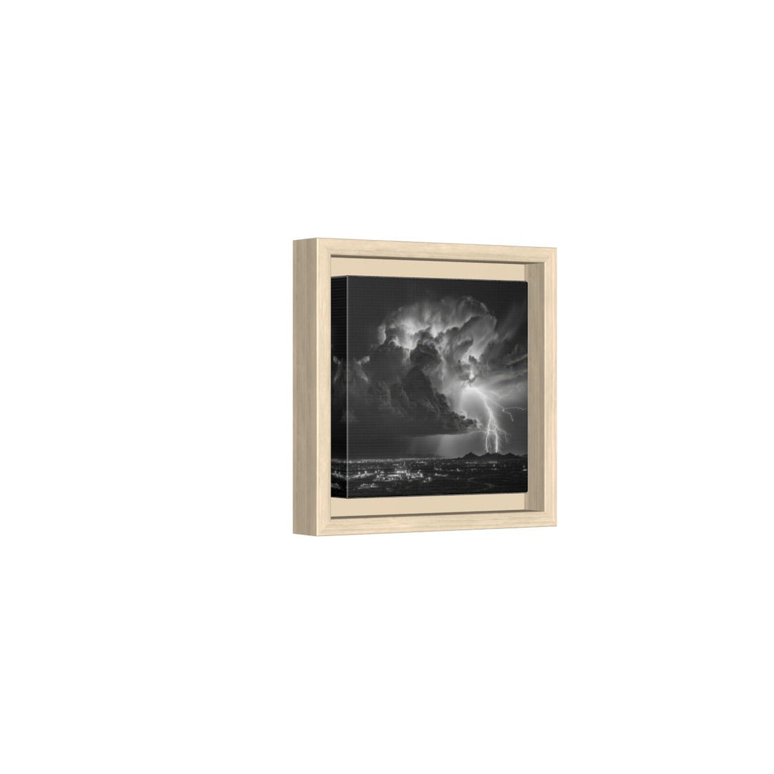 Desert Lightning Storm Canvas Print – natural wood framed canvas