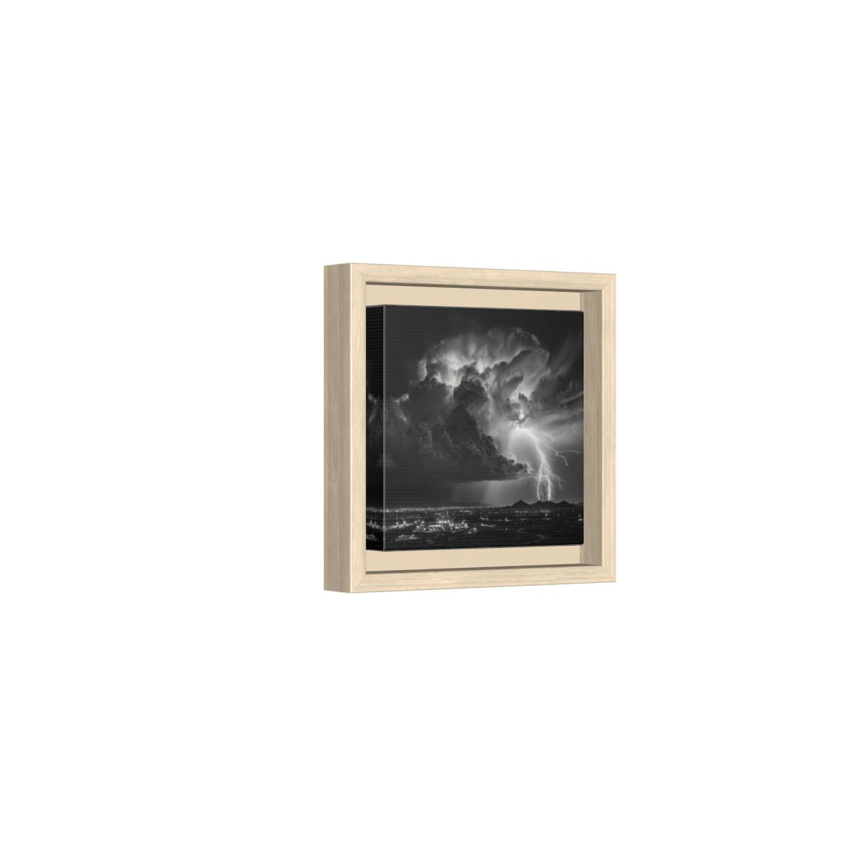 Desert Lightning Storm Canvas Print – natural wood framed canvas