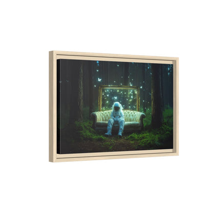 Astronaut Forest Canvas Print – natural wood framed canvas