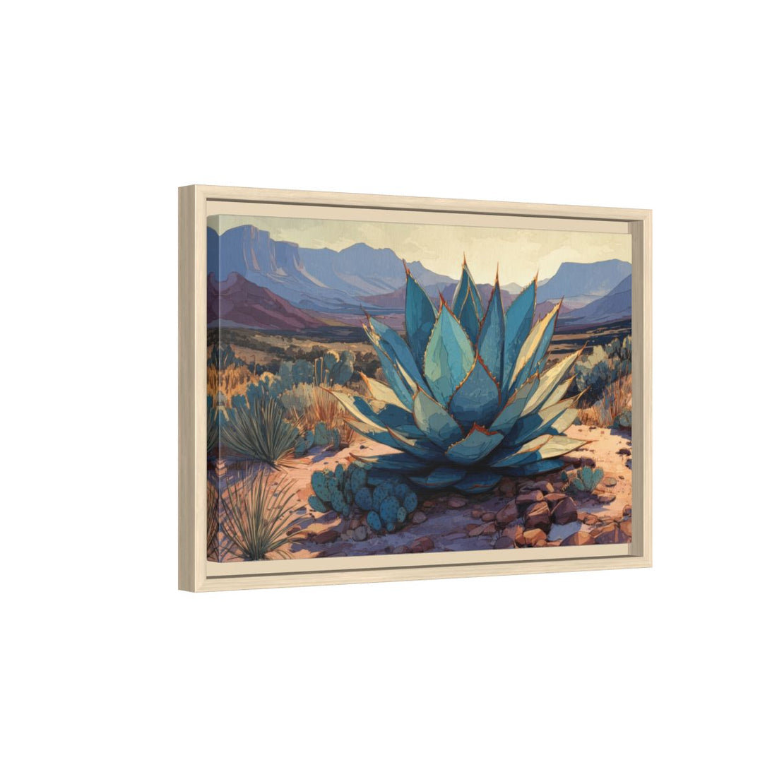 Desert Agave Canvas Wall Art – natural wood framed canvas