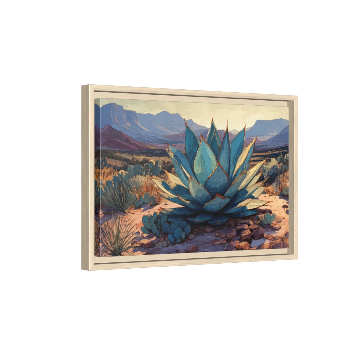 Desert Agave Canvas Wall Art – natural wood framed canvas