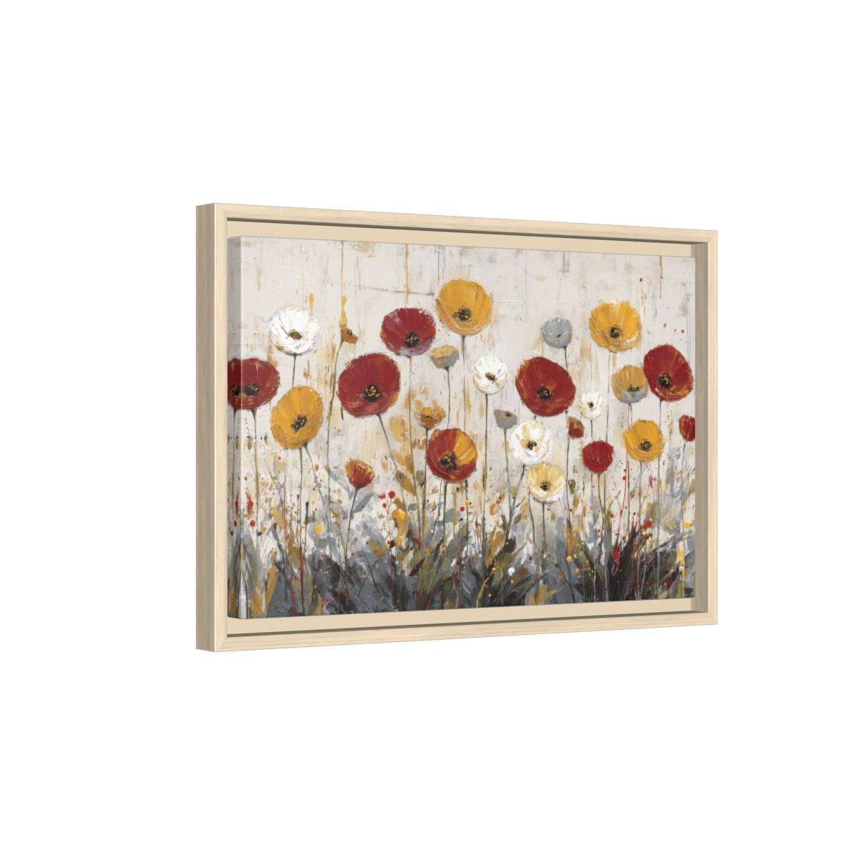 Contemporary Floral Canvas Art – natural wood framed canvas