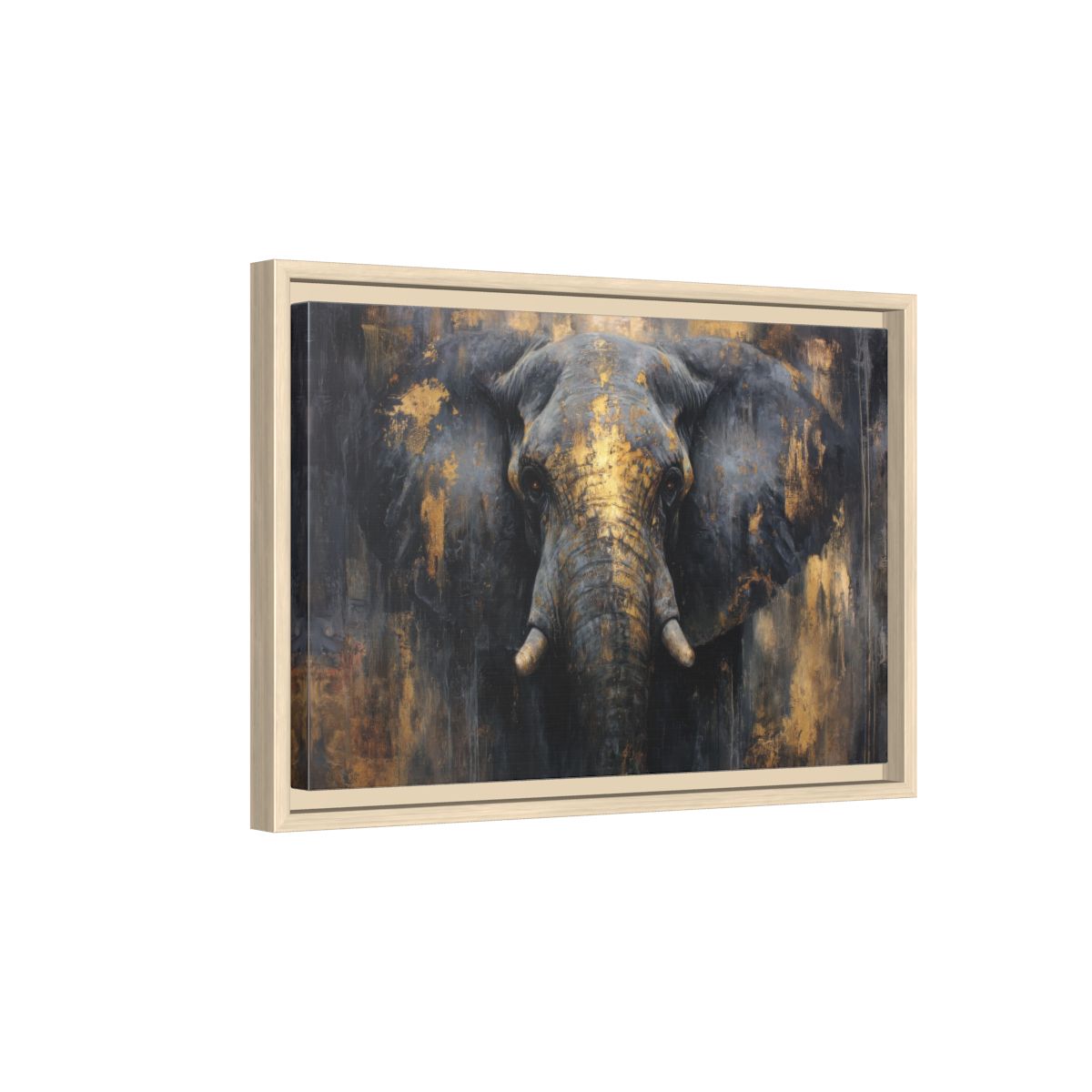 Bold Elephant Portrait Canvas – natural wood framed canvas