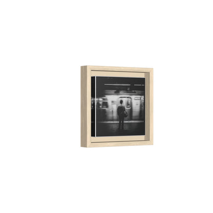 Black &amp; White NYC Subway Wall Art – natural wood framed canvas