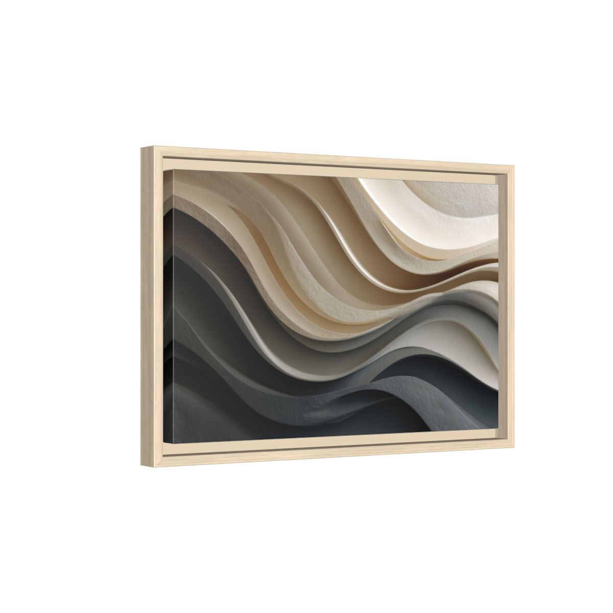 Abstract Sculptural Wall Art – natural wood framed canvas