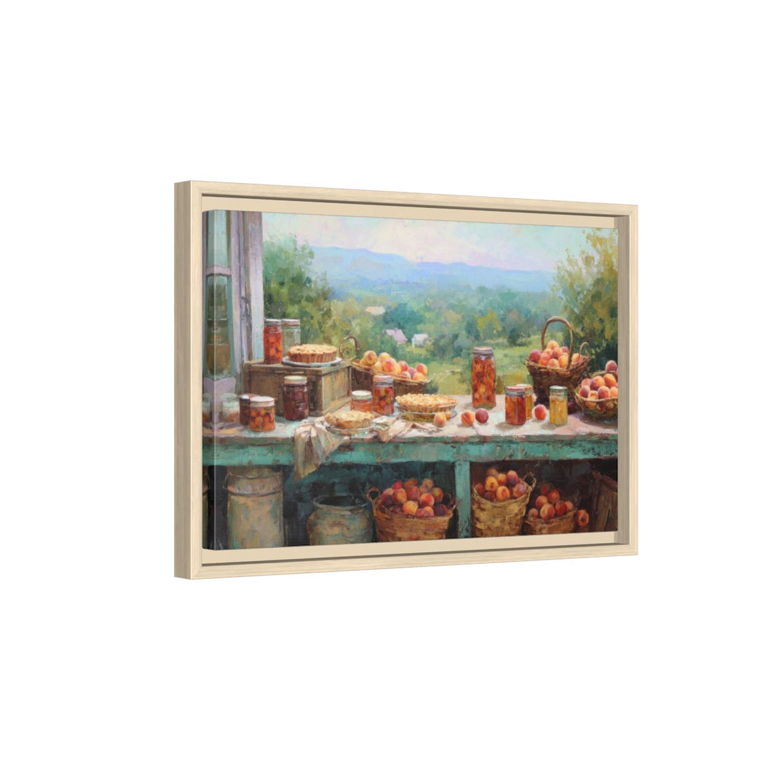 Peach Harvest Canvas Print – natural wood framed canvas