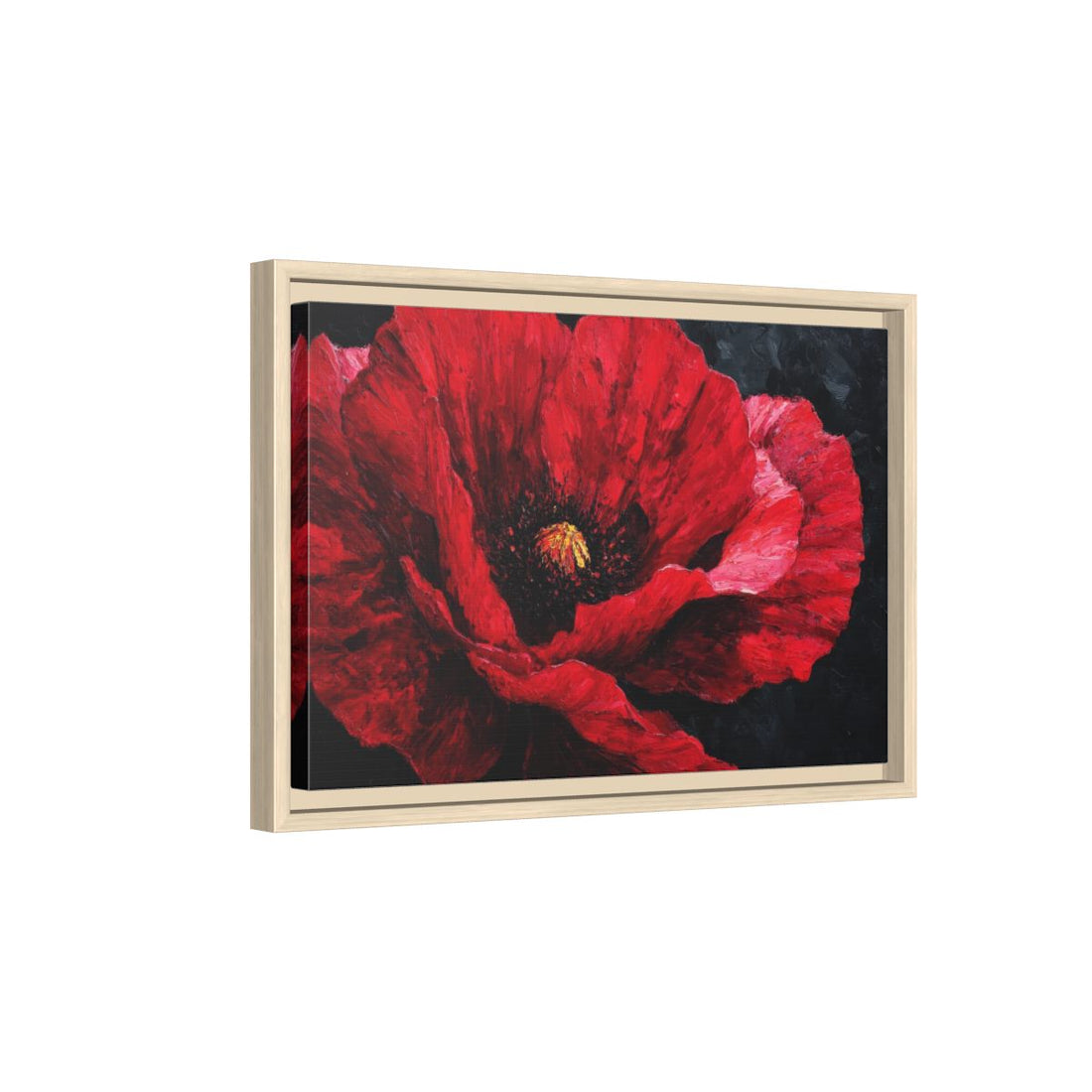 Red Poppy Canvas Wall Art – natural wood framed canvas