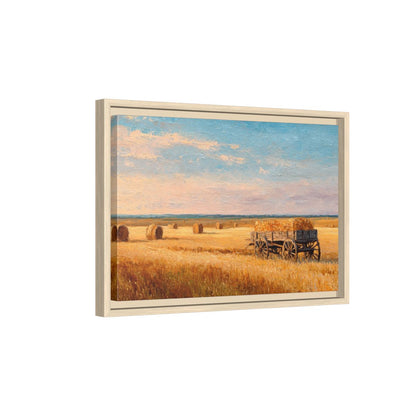 Harvest Wheat Field Canvas Art – natural wood framed canvas