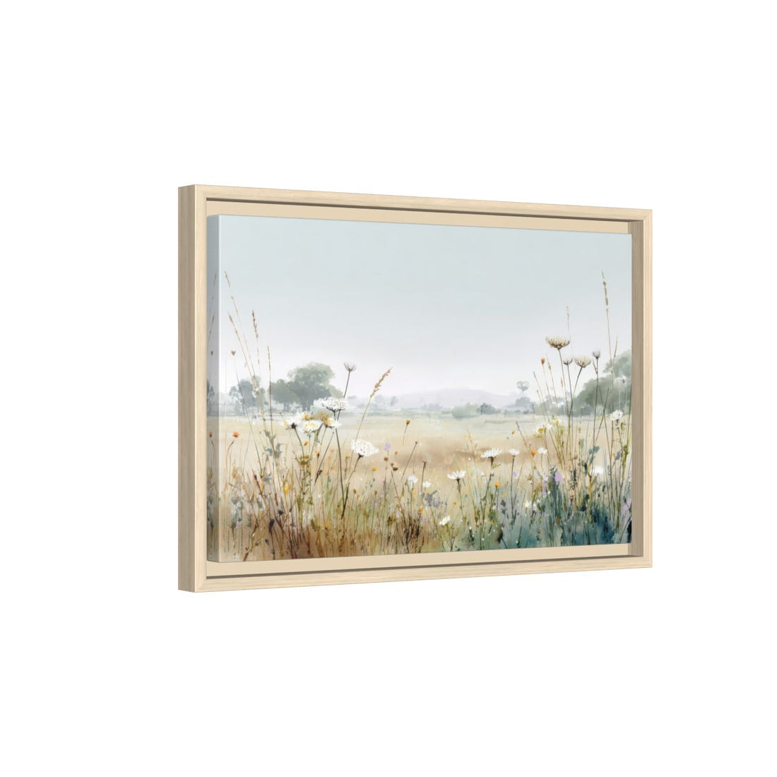 Meadow Wildflower Canvas Print – natural wood framed canvas