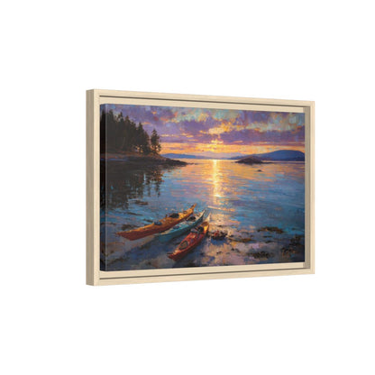 San Juan Islands Sunset Canvas Art – natural wood framed canvas